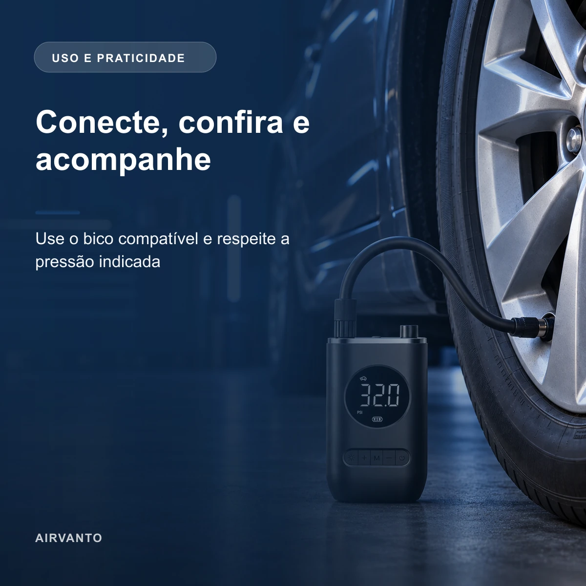 Uso e praticidade de Compressor de Pneus Portátil Digital com Lanterna LED